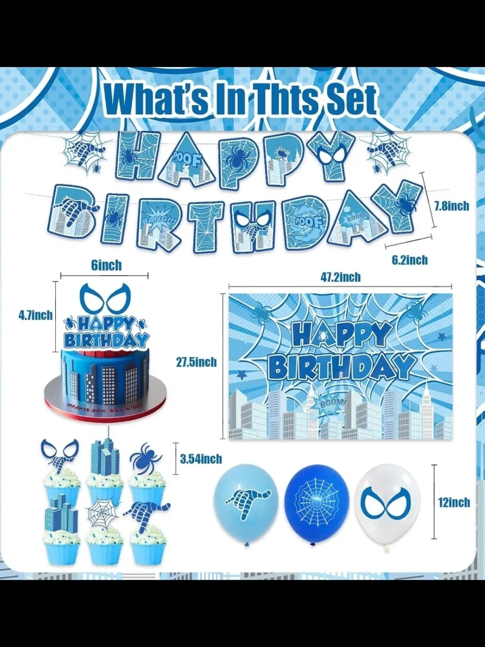 Spiderman Themed Birthday Party Decorations | 42Pcs | NEW WITH TAGS |